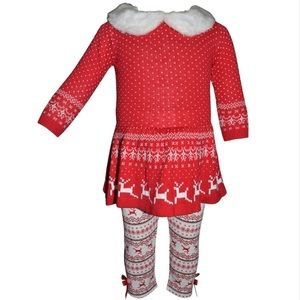 Fairisle Reindeer Sweater dress & Leggings Set
